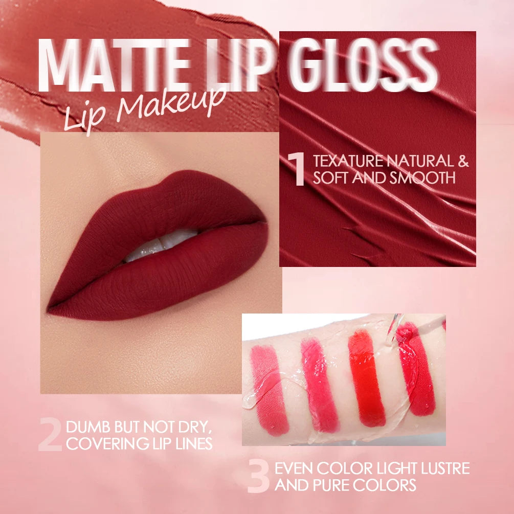 Hot Velvet Matte Nude Lip Gloss Sexy Long Lasting Non-stick Cup Nude Red Liquid Lipstick Waterproof Make-up for Women Cosmetic - Seprincess