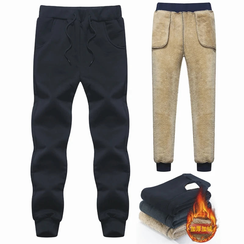 Men's Winter Pants Classic brand sweatpants super Warm Thick Pants cashmere Trousers For Men fleece Male long outdoor Pants men