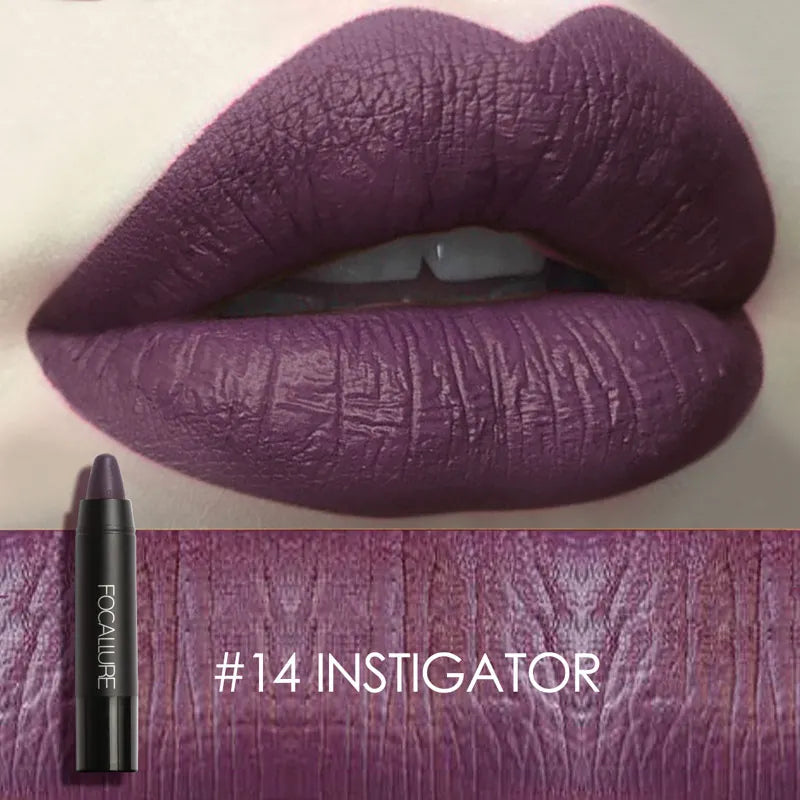 FOCALLURE Nude Velvet Matte Lipstick Waterproof Long-lasting Rendering Non-stick Sexy Lipbalm Lip Pencil Women Cosmetics Makeup