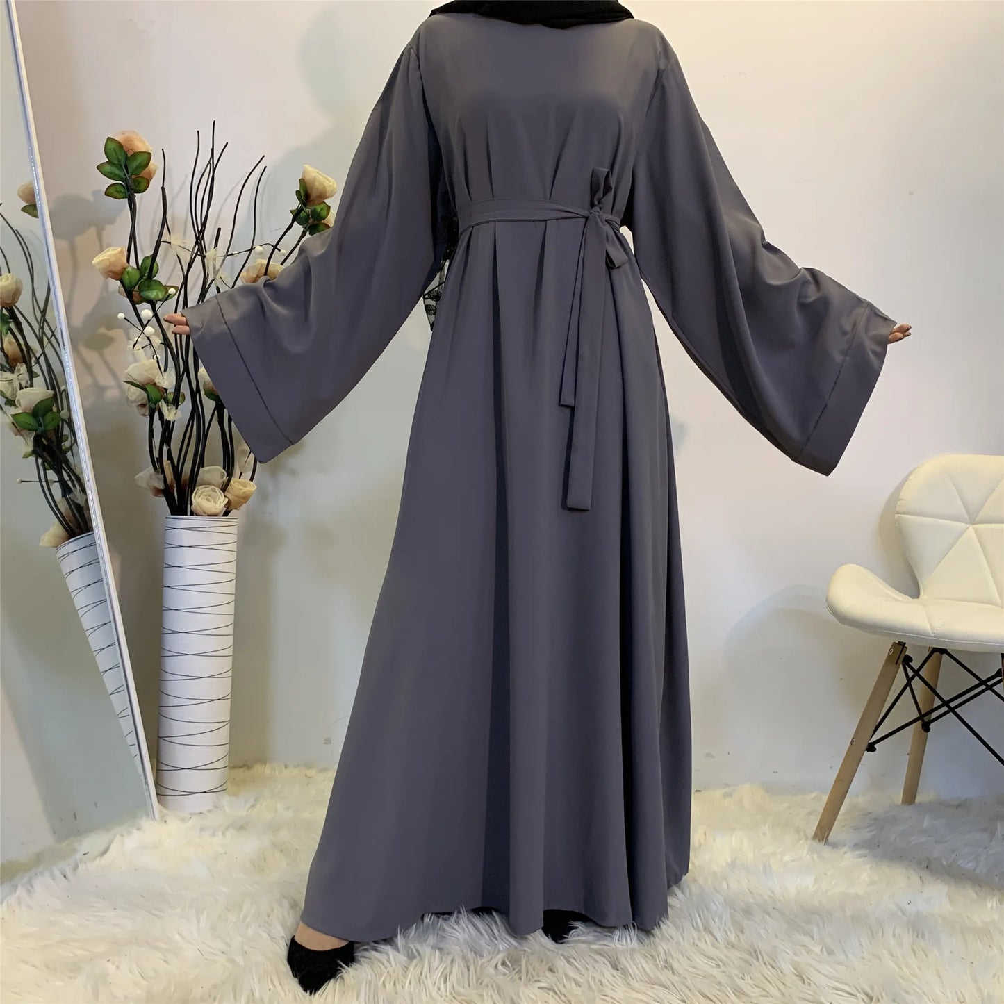 Muslim Fashion Hijab Dubai Abaya Long Dresses Women With Sashes Islam Clothing Abaya African Dresses For Women Musulman Djellaba - Seprincess