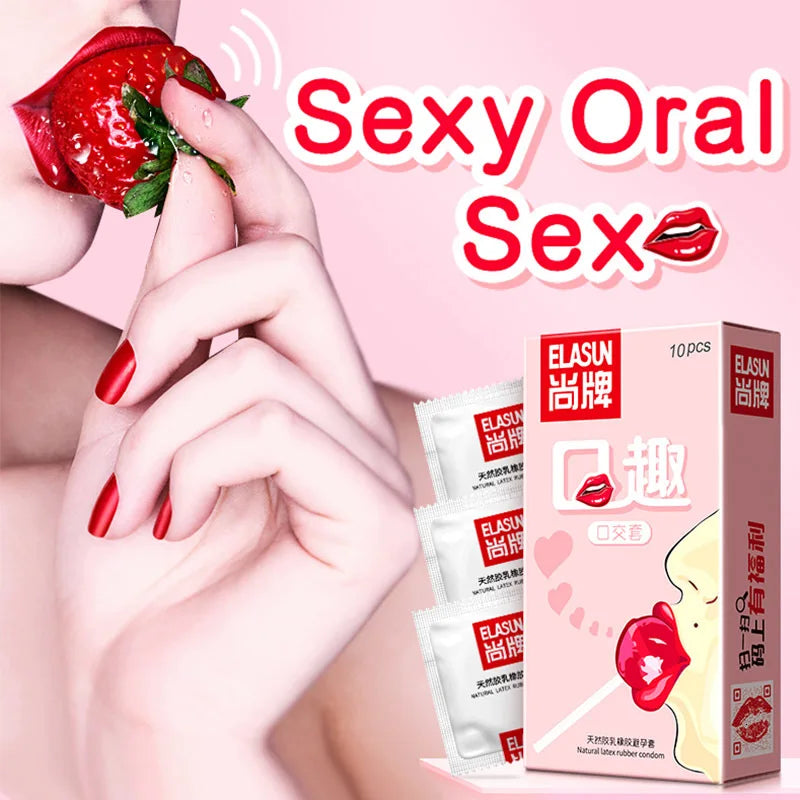 10pcs Oral Sex Condoms Fruit Taste Specifically Adult supplies Blowjob Ultra Thin Sleeve For Penis Vaginal Stimulation Sex Toys - Seprincess