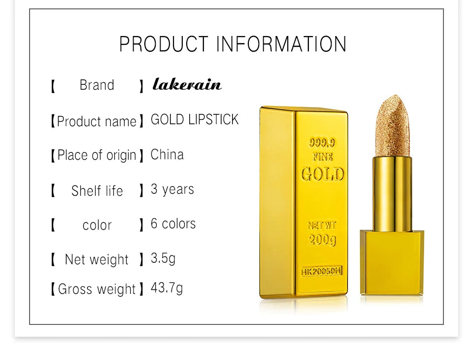 New Gold Bullion Lipstick Beauty Shiny Matte Velvet Shell Lip Glaze Fashion Lasting Lips Makeup Cosmetic - Seprincess