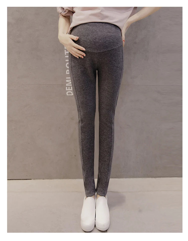 Winter Thicken Warm Cotton Plus Velvet Maternity Legging Thermal Fleece Pencil Pants for Pregnant Women Casual Pregnancy