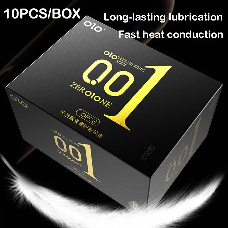 Hyaluronic Acid 0.01 Ultra Thin Condom For Long Sex ICE Fire Delay Condoms Safe Penis Sleeve Sex Toys Contraception For Adult 18