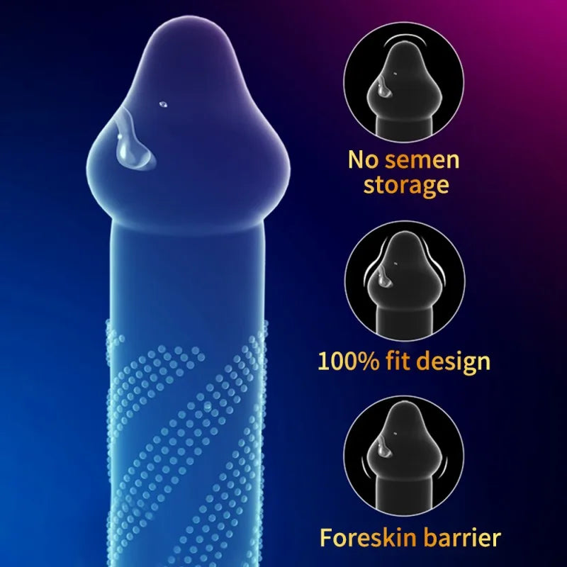 G-spot Condoms For Big Glans Sex Toys Spike Condoms For Men No Teat End 360 Degree Ridded Penis Sleeve Cock Sleeve Sex Shop - Seprincess