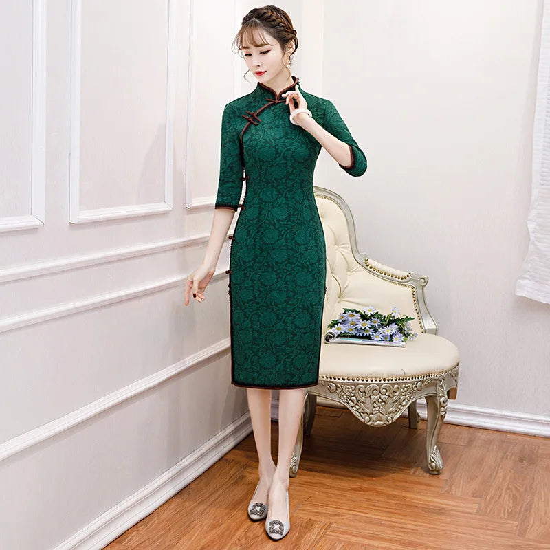 Chinese Vintage Cheongsam Dresses Beautiful Qipao Chinese Traditional Clothing For Women 3XL - Seprincess