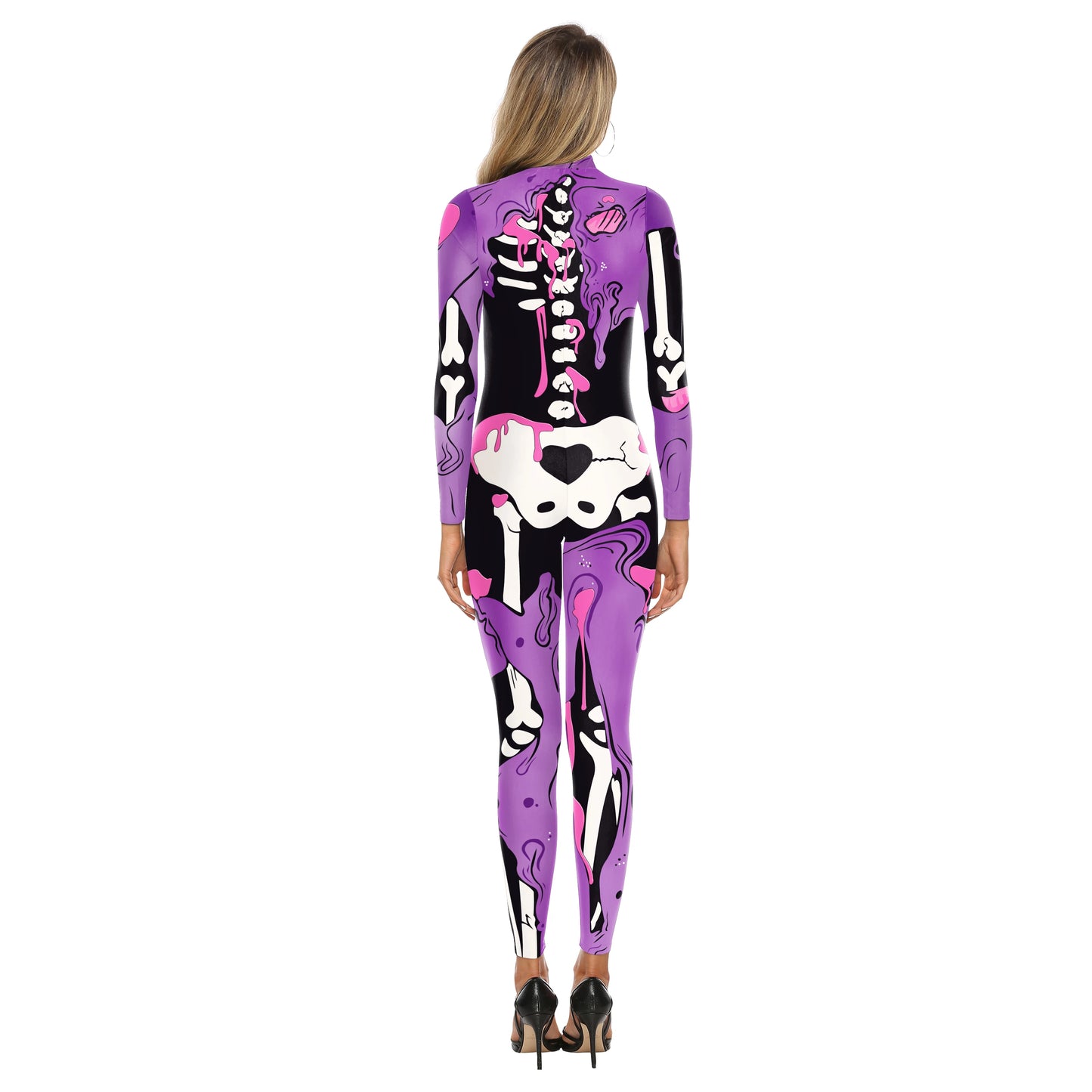 VIP FASHION Adult Skeleton Cospaly Costume Unisex Halloween Ghost Jumpsuit Carnival Party Zentai Bodysuit Scary Show Outfit Suit - Seprincess