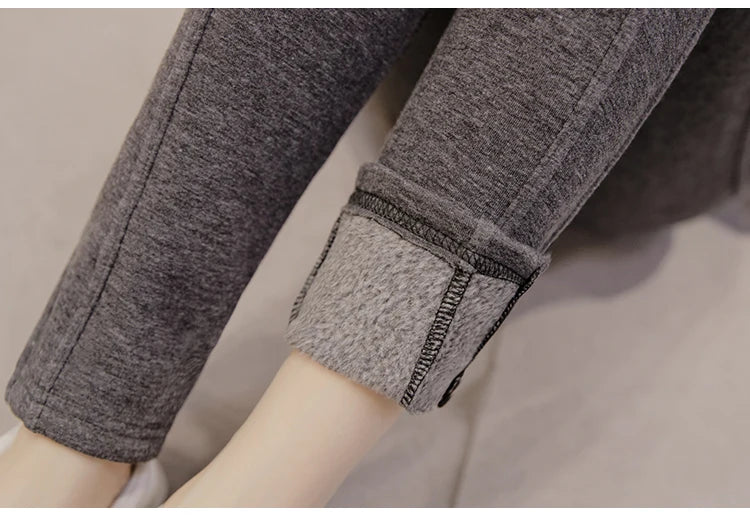 Winter Thicken Warm Cotton Plus Velvet Maternity Legging Thermal Fleece Pencil Pants for Pregnant Women Casual Pregnancy