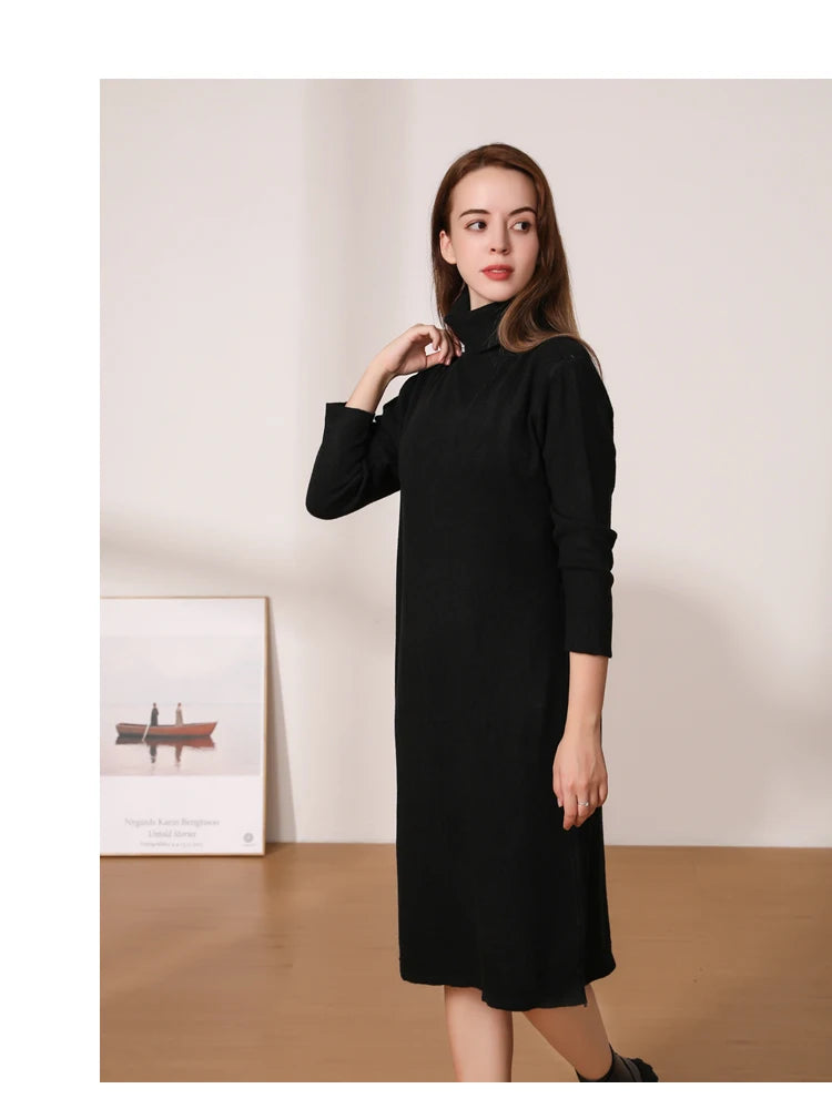 Knitted Women's Winter Dress 2024 Dresses Ladies Sweater Korean Fashion Clothing Robe Clothes Elegant Black Tight Woman Casual - Seprincess