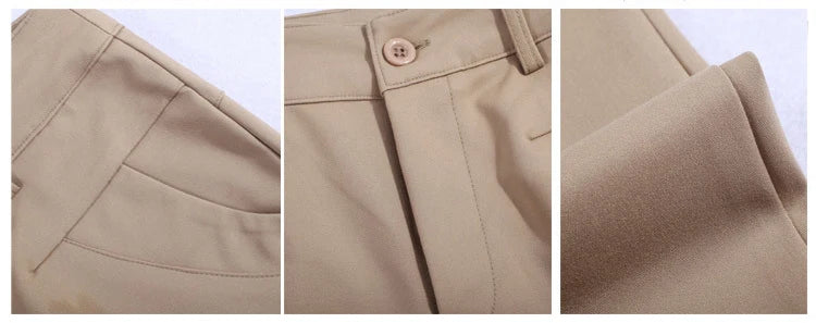 Women's Slimming Spring Summer Cotton Flare Pants Thin Stretch Casual Solid Color White Khaki Medium Waist Office OL Trousers S