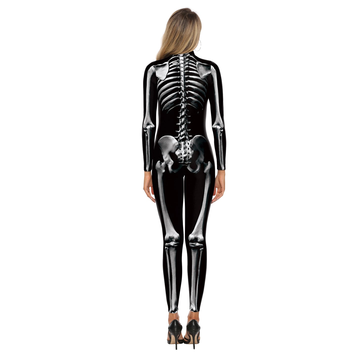 VIP FASHION Adult Skeleton Cospaly Costume Unisex Halloween Ghost Jumpsuit Carnival Party Zentai Bodysuit Scary Show Outfit Suit - Seprincess