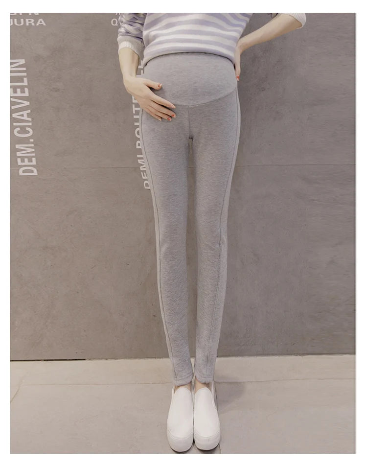 Winter Thicken Warm Cotton Plus Velvet Maternity Legging Thermal Fleece Pencil Pants for Pregnant Women Casual Pregnancy