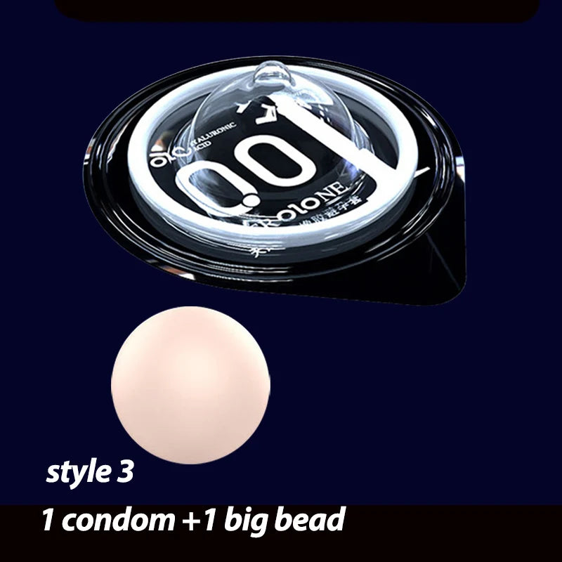 Ultra thin Condom with Big Balls Bead for men delayed ejaculation penis elongation Condoms G Spot stimulator penis sleeve - Seprincess