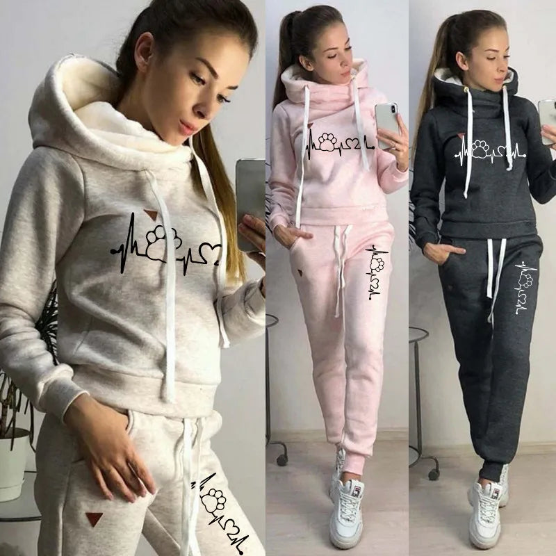 Two Piece Sets Casual Tracksuit Women Hooded Pullover Hoodies and Pants Suit Outfits Female Sweatshirts Autumn Spring Tracksuits - Seprincess