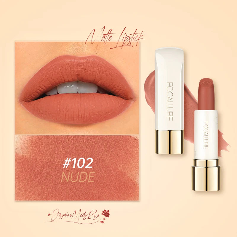 FOCALLURE Natural Matte Lipstick Waterproof Long-lasting Smooth Moisturizing Lip Balm Lightweight Lip Glaze Makeup Cosmetics