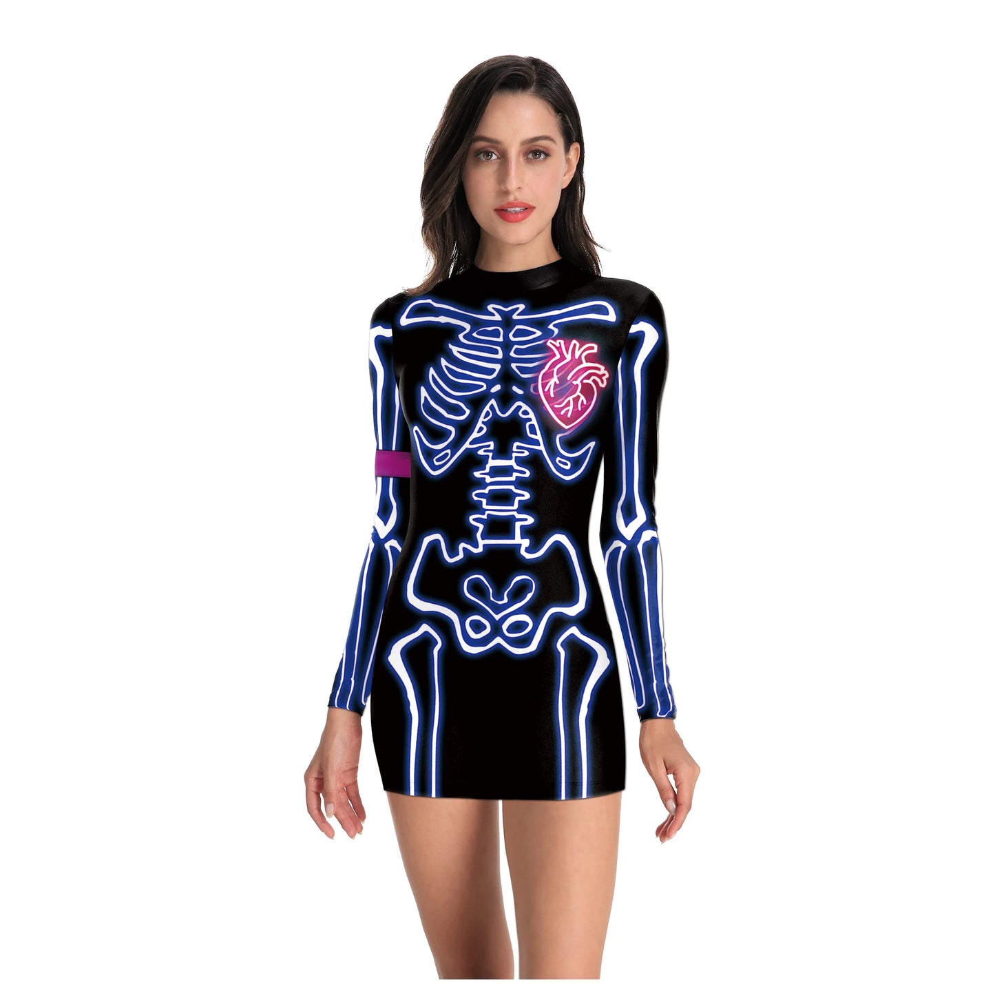 [You're My Secret] Women Cosplay Doctor Uniform Halloween Dress Slim Long Sleeve Scary Sexy Print Female Dress Streetwear Female - Seprincess