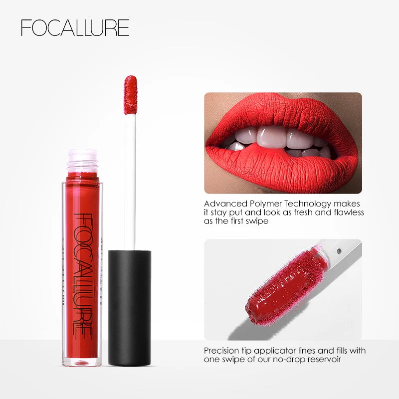 FOCALLURE Waterproof Liquid Lipstick Batom Red Velvet Lip Tint Brown Nude Matte Colourful Lipstick Makeup Cosmetics Maquiagem - Seprincess