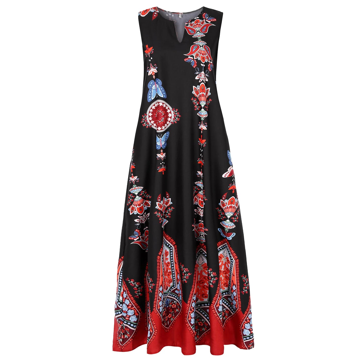 Summer Bohemian Sundress Vintage Sleeveless Women Floral Printed Maxi Long Dress Casual Dress Robe Femme Party Vestido Sarafans