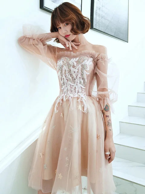 Exquisite Appliques Evening Dress Spaghetti Strap Formal Party Dress Temperament Banquet Dress Fairy Birthday Party Dress - Seprincess