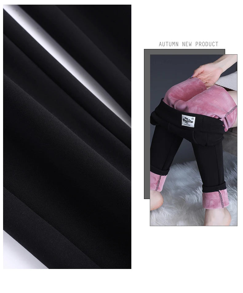 Thicken Women Black Stretch Pencil Pants Winter Plus Size Casual Slim Female Loose Female Warm Feleece Trousers Capris 5XL