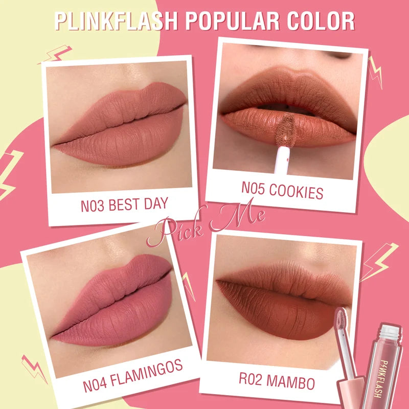 PINKFLASH Wholesale Matte Lipstick Soft Red Nude Pink Melting Lip Cream Waterproof Makeup Lipgloss Not Fade Lip Mud Lip Tint - Seprincess