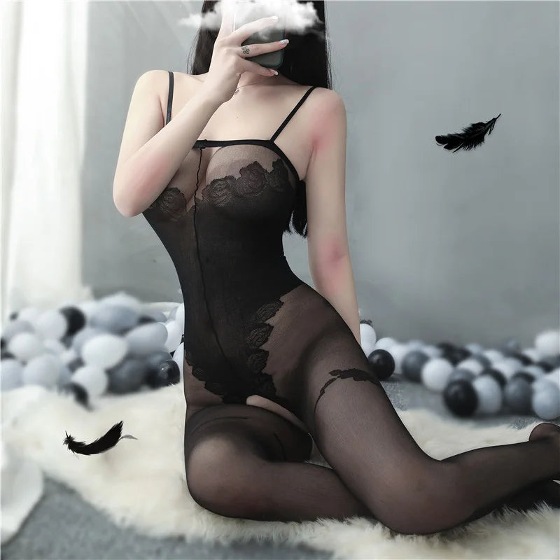 Sexy Tights Lingerie Hose Women's Stockings Black Open Crotch Intimate Underwear Teddy Sexy Costume Porno Bodystockings Bodysuit