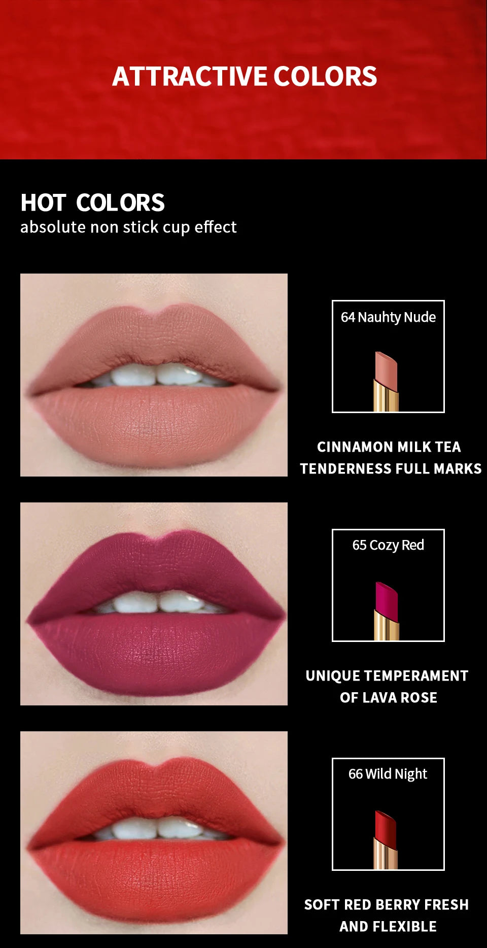 CHARMACY New Colors Waterproof Velvet Lipstick Easy To Wear Water-resistant Lip Stick Long-Lasting Matte Lip Makeup Cosmetic - Seprincess