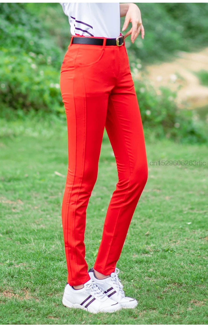 Pgm Women Spring Casual Golf Trousers Slim Fit Golf Pants Ladies High Waist Pants Autumn Quick Dry Breathable Sports Pants XS-XL