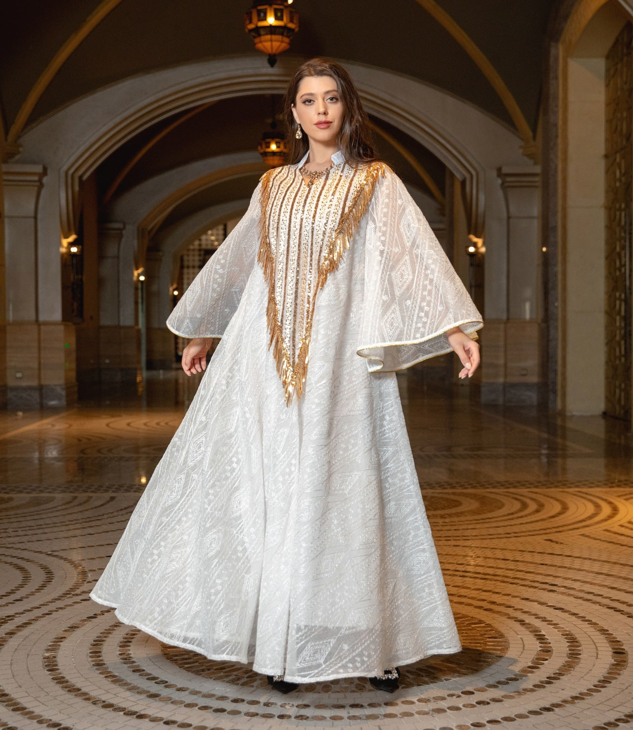 Morocco Party Dress for Women Muslim Abaya Mesh Sequins Jalabiya Dubai Abayas Kaftan Abaya Islam Vestidos Arab Long Robe Autumn - Seprincess