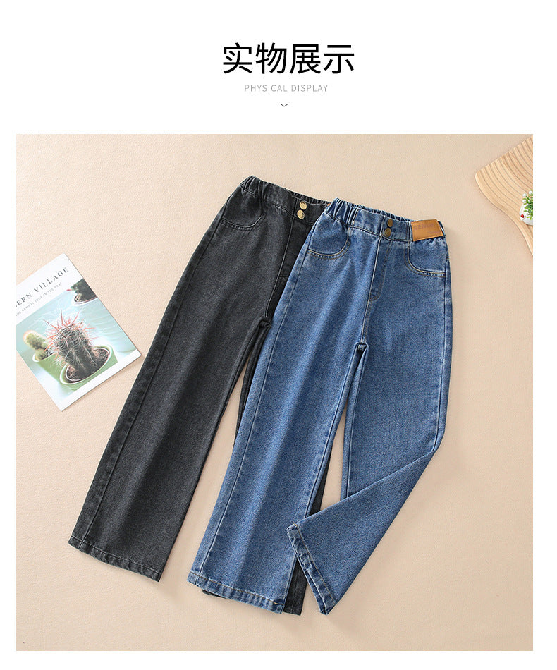 Kids Jeans For Girls Heart Pattern Kids Jeans Girls Spring Autumn Jeans For Casual Children's Jeans Clothes 6 8 10 12 14 16 Year