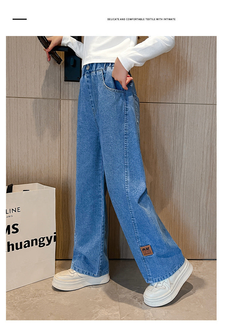 Kids Jeans For Girls Heart Pattern Kids Jeans Girls Spring Autumn Jeans For Casual Children's Jeans Clothes 6 8 10 12 14 16 Year