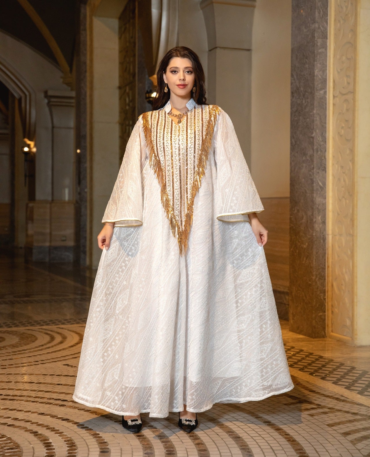 Morocco Party Dress for Women Muslim Abaya Mesh Sequins Jalabiya Dubai Abayas Kaftan Abaya Islam Vestidos Arab Long Robe Autumn - Seprincess