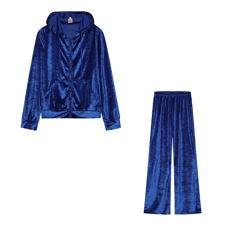 Fashionable Sexy Fashion Hot Drill Korean Velvet Sports Leisure Suit Two-piece Set