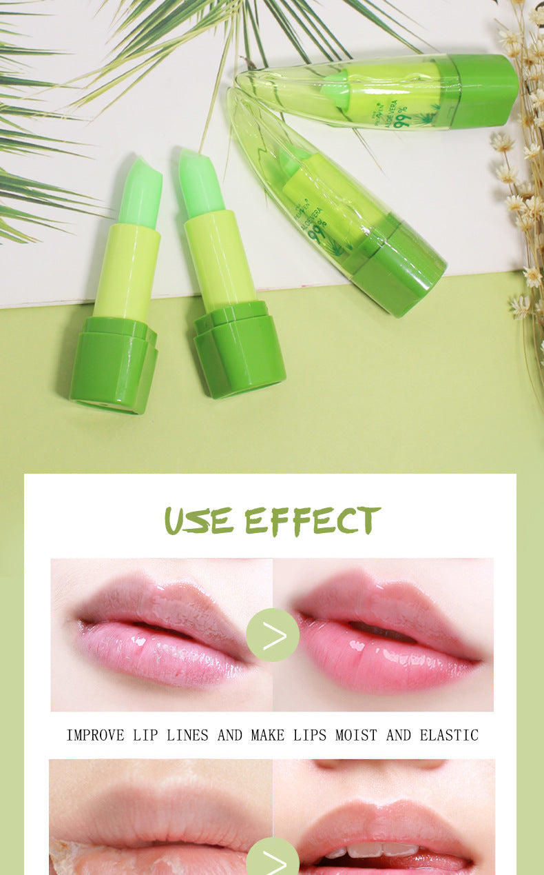 1Pcs Moisture Lip Balm Long-Lasting Natural Aloe Vera Lipstick Color Mood Changing Long Lasting Moisturizing Lipstick Anti Aging - Seprincess