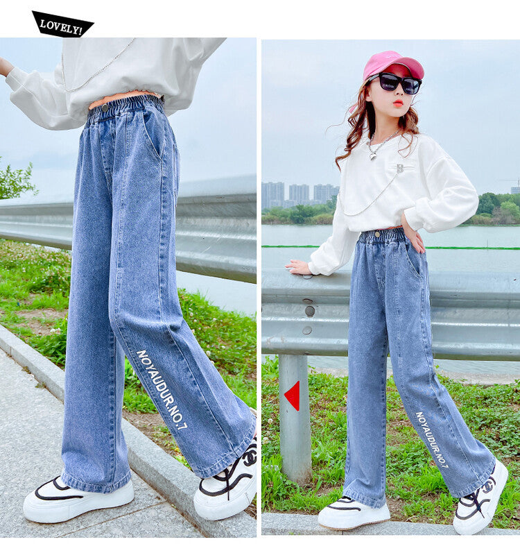 Kids Jeans For Girls Heart Pattern Kids Jeans Girls Spring Autumn Jeans For Casual Children's Jeans Clothes 6 8 10 12 14 16 Year