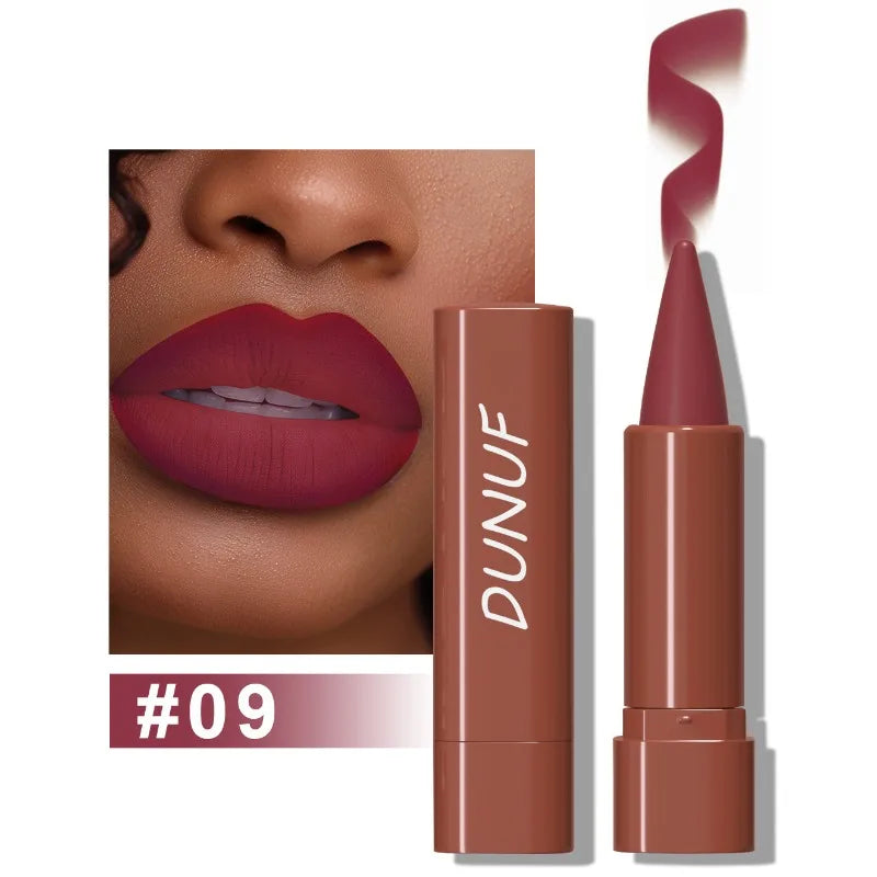 DUNUF Not-Fading Long Lasting Waterproof Velvet Matte Lipstick Lip Liner Makeup Sexy Non-stick Cup Lip stick Lipliner Cosmetics - Seprincess