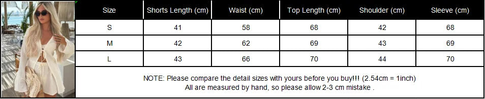 Women Summer Vacation Hollow Out Lace Up Shirt Sets 2024 New Female Solid V Neck Top And High Waist Shorts Suit Lady Outfits - Seprincess