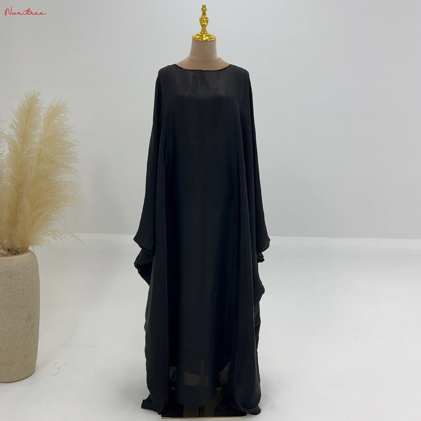 Fashion Shiny Bat sleeved Muslim Dress Robe Syari Female Full Length Butterflies Abaya Muslim Dress Worship Service Abaya wy2001