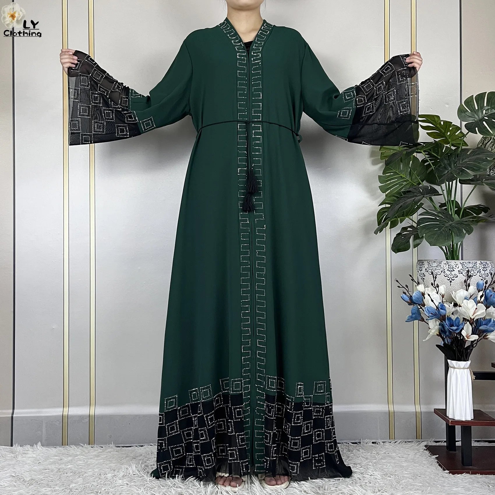 2024 For Women Elegant Dresses Dubai Party Outfits Long Sleeved Chiffon Dashiki Muslim Women Robe Open African Abaya Clothing - Seprincess