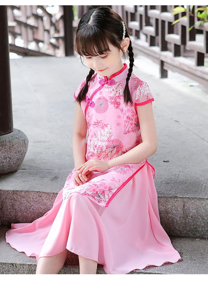 1pcs/lot chinese style children Girl Traditional Cheongsam Hanfu Dress Kids Princess Costume - Seprincess