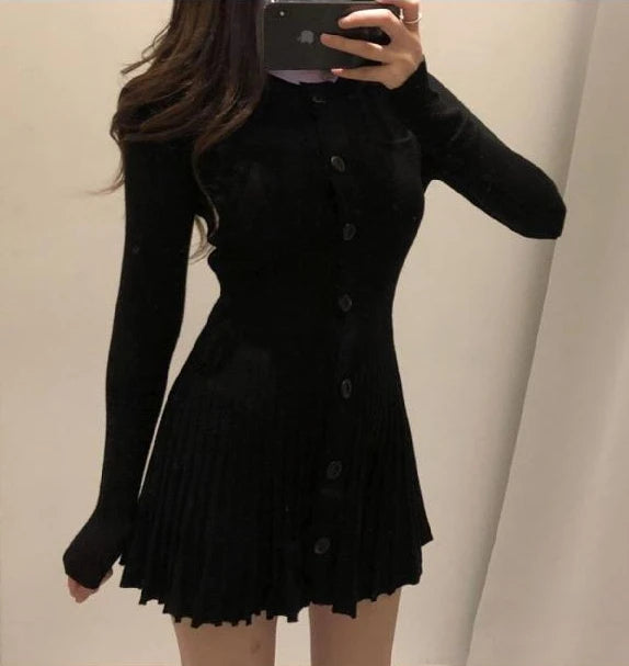 Fashion Korean Mini Dresses Female Autumn Winter 2024 Sexy Bodycon  Wrap White Short Women's Sweater Knitted One-piece Dress Hit - Seprincess