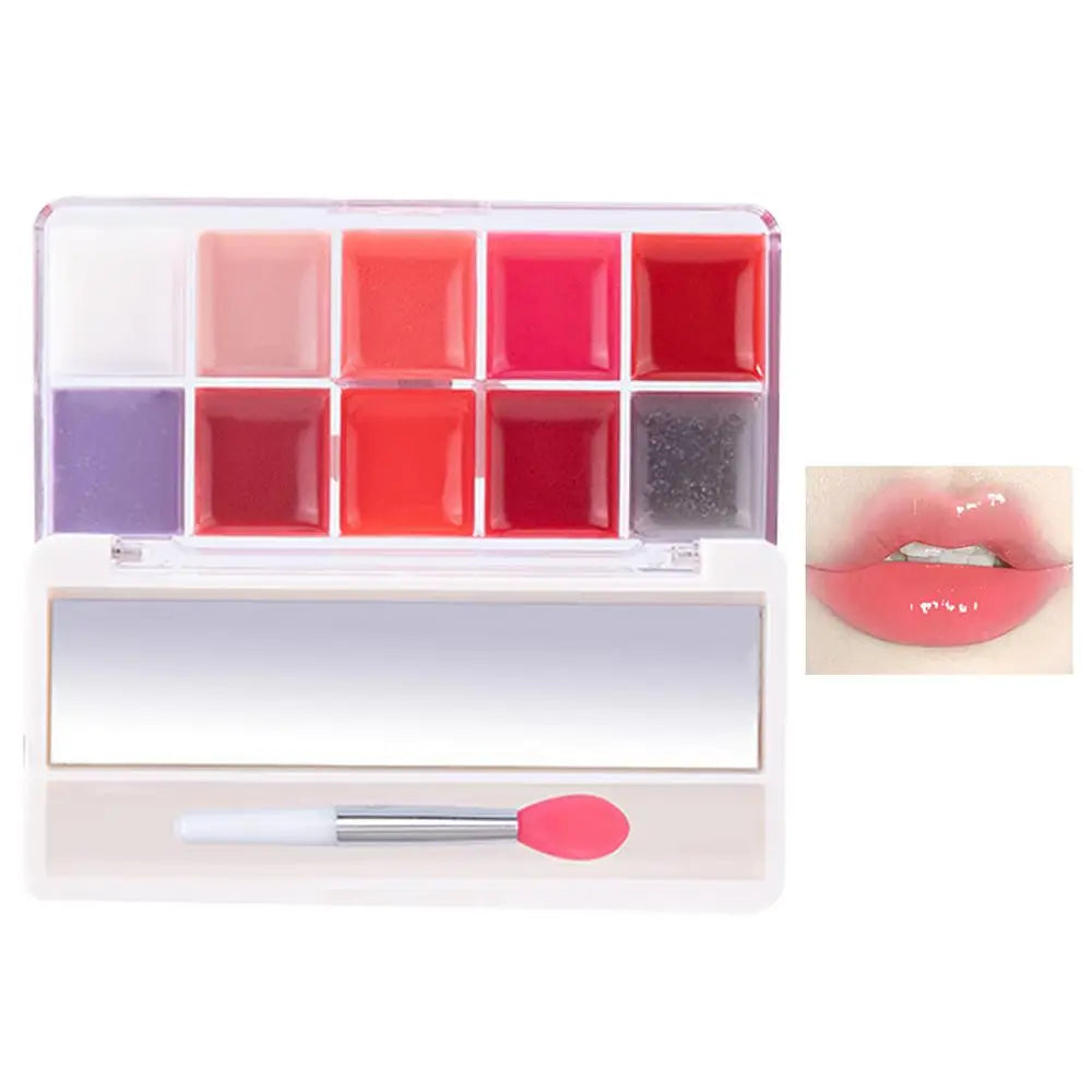 Lip Gloss Palette 10 Colors Jelly Lip Cream Palette Smooth Lip Glosses Tonedd Lip Frozenn Plate Red Lip Glaze Palette Lipstick - Seprincess