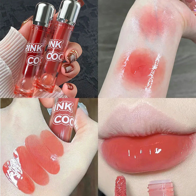 PINK COCO Mirror Water Lip Gloss Lip Glaze Moisturizing Liquid Lipstick Clear Tint Makeup Korean Lip Balm Women Cosmetics