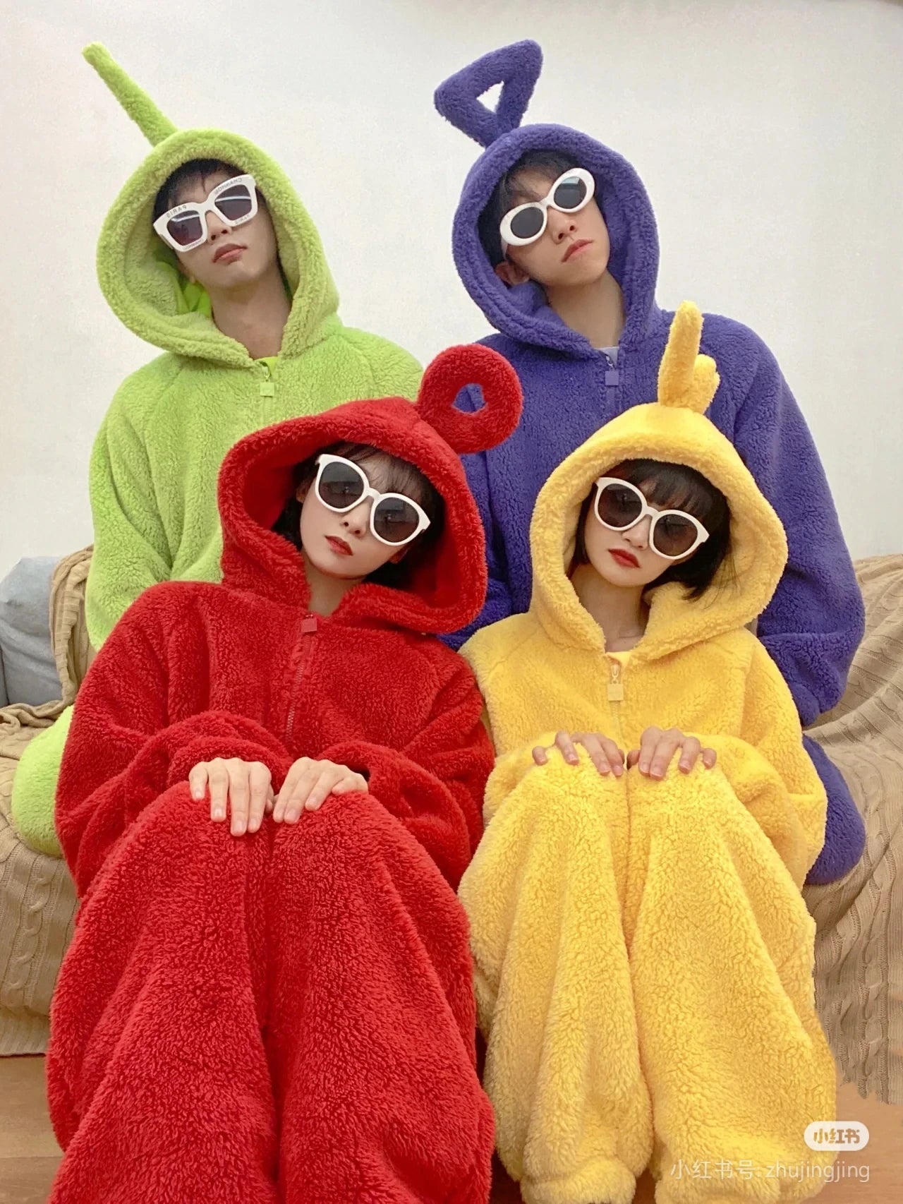 Kids Adult Teletubbies Costumes Soft Long Sleeves Piece Pajamas Costume Lala Home Clothes Cosplay Unisex Halloween Party Wear - Seprincess