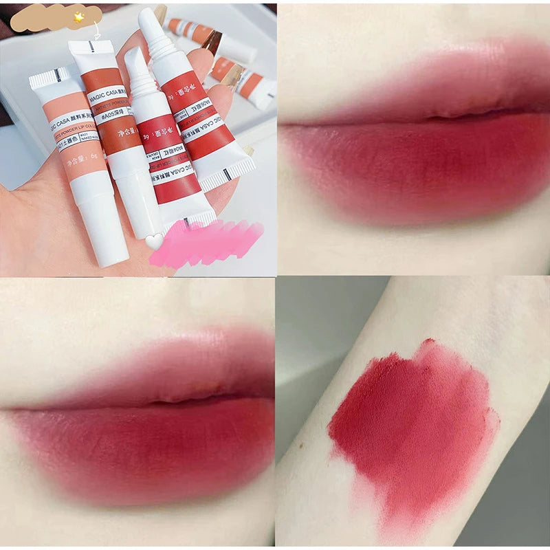 Lip Gloss Moisturizing Lip Tint Mud 6 Colors Lips Makeup Lipstick Long Lasting Lip Glaze Creative Cosmetics Waterproof Korean - Seprincess