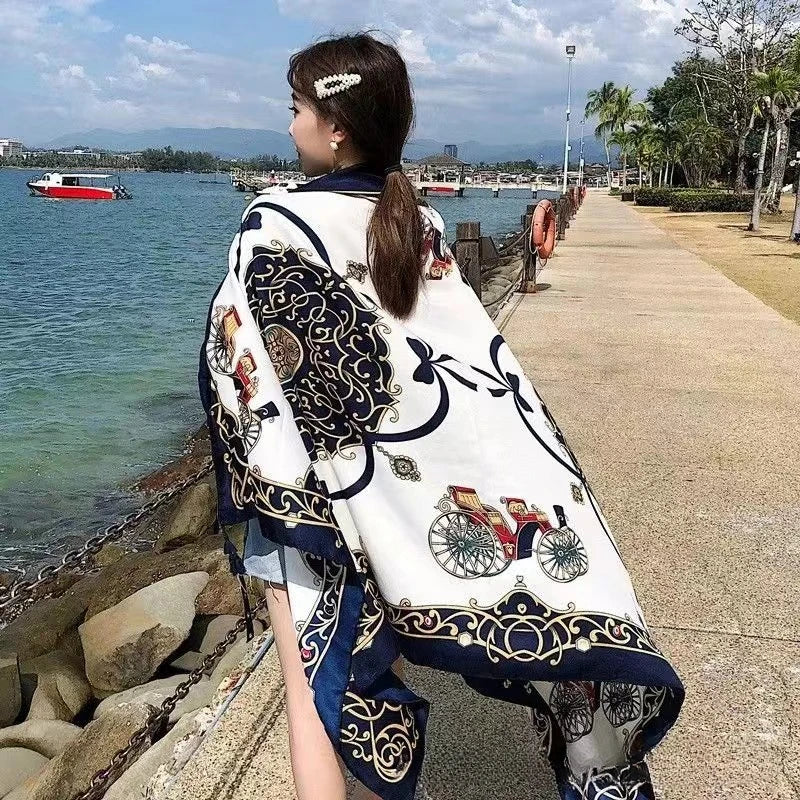 90x180cm Bikini Bathing Swimwear Cover Up Sarong Wrap Scarf Twill Cotton Pareo Beach Cover-Ups Women Large Beach Dress - Seprincess