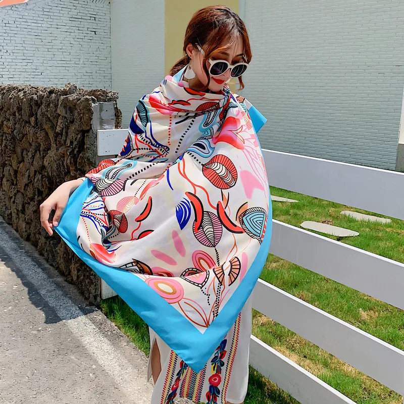 140x180cm Celebrity With The Same Cover-Ups Women Large Beach Dress Bikini Bathing Swimwear Sunburn Protection Sarong Wrap Scarf