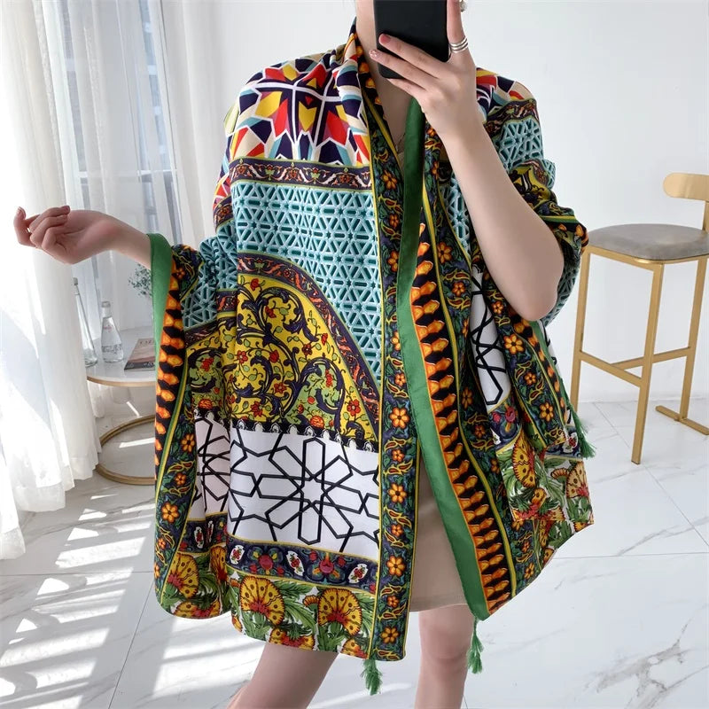 90x185cm  Printing Process Twill Summer Suncare Beach Dress Bikini Sarong Wrap Scarf Women Brazilian Swimsuit Bathing Cover-ups