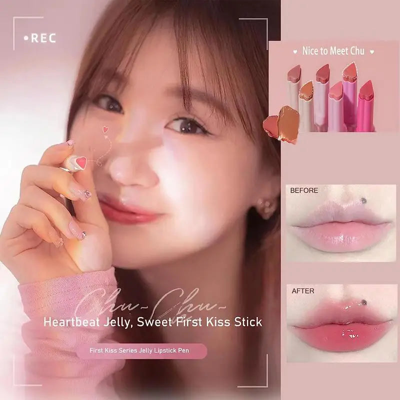 1pcs Flortte Love Shape Lipstick Flower Jelly Water Lip Gloss Clear Light Hydrating Lip Tints Non-stick Cup Korea Cosmetic - Seprincess