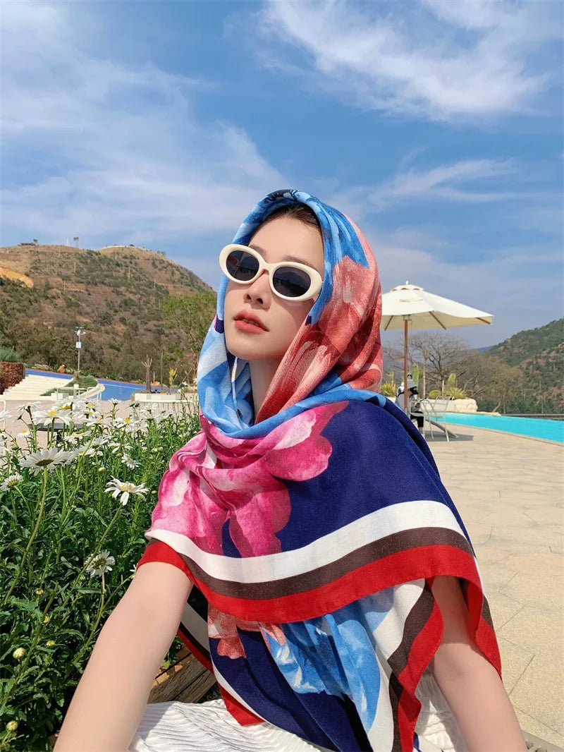 HOT 130x130cm large Velvet Texture Squar Travel Scarf Beach Dress Bikini Sarong Wrap Women Brazilian Swimsuit Bathing Cover-ups